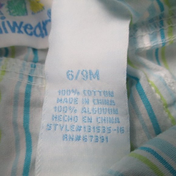 Miniwear Pull On Pants Infant Girls Size 6-9M Green Blue Striped Elastic - Picture 3 of 5